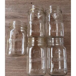 Vintage Samco Genuine Mason Jars Clear Glass Regular Mouth Set of 5 Farmhouse